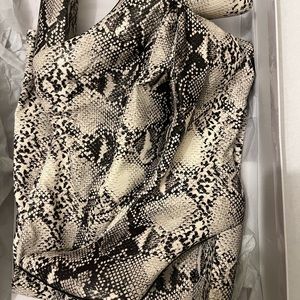 Venus White & Black Thigh High Snake Skin Print Boots